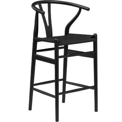 Wooakway 17.5" 20" 39.4" Fully Assembled Wishbone Barstool, Weave Counter Height Bar Stool for Kitchen Island