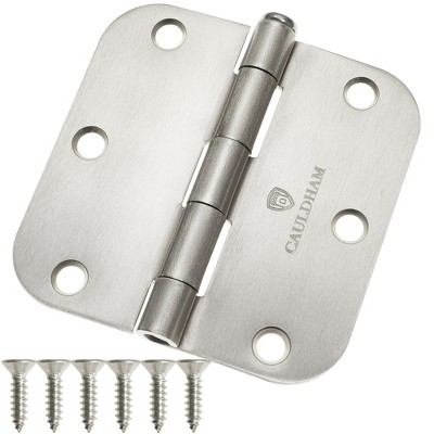 Cauldham Heavy-Duty 3-1/2" Interior Door Hinges with 5/8" Radius Corners - Satin Nickel