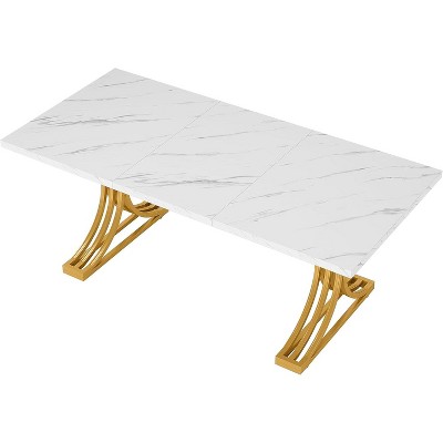 Tribesigns 5FT Conference Table for 4 to 6, Modern Meeting Table with Faux Marble Tabletop, Business Seminar Tables for Home Office