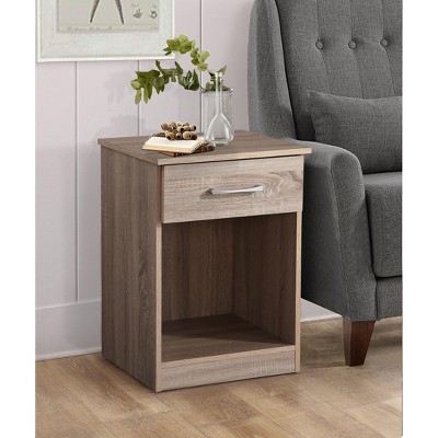 NicBex 24"H Wood Nightstand,End Table with Drawer and Open Storage Compartment for Bedroom,Living Room