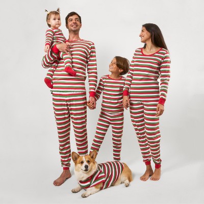 Leveret Matching Family Pajamas Red Green and White Striped