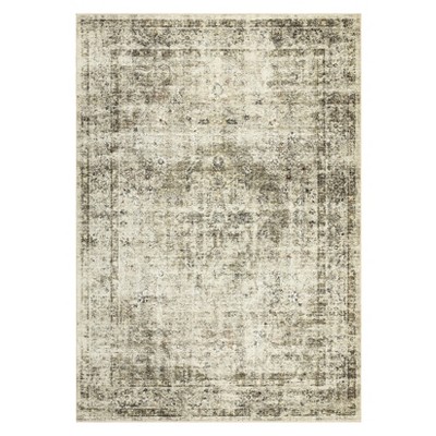 Vintage Distressed Floral Print Home Decor Rugs, Washable Non Slip Low Pile Retro Carpet for Bedroom Living Room