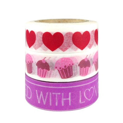Wrapables I Heart Cupcakes Japanese Washi Masking Tape (Set of 3)