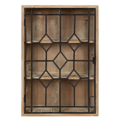 Megara Decorative Wooden Wall Hanging Curio Cabinet: Vintage Farmhouse Display - Kate & Laurel All Things Decor