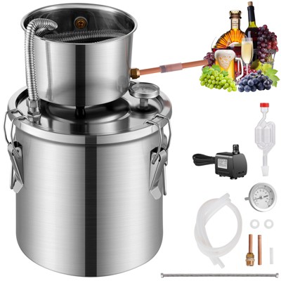 VEVOR Alcohol Still, 3 Gal / 11.4 L Stainless Steel Water Alcohol Distiller with Coil Cooling, Home Brewing Refining Fermentation Kit, Silver