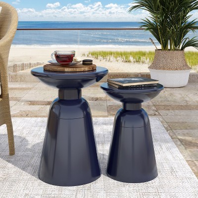 Sapphtopaz Modern End Table with Flared Design Circular Small Side Table with Iron Frame Sofa Table Home Decor for Living Room,Bedroom