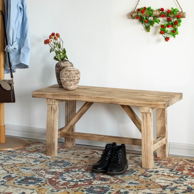 Vintiquewise Wooden Bench Farmhouse Entryway Organizer Retro Rustic Accent Seat Armless Design Stylish & Practical Décor for Indoor Space