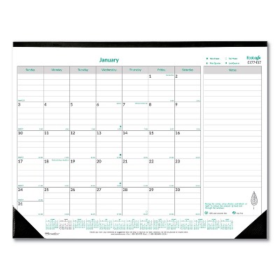 EcoLogix Monthly Desk Pad Calendar, EcoLogix Artwork, 22 x 17, White/Green Sheets, Black Binding, 12-Month (Jan-Dec): 2026