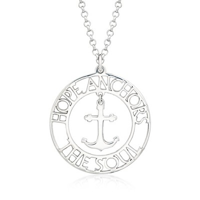 Ross-Simons Sterling Silver "Hope" Anchor Necklace Size 18