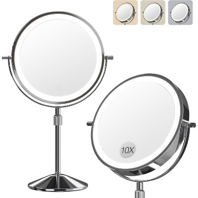 Garvee Height Adjustable Double Sided Vanity Mirror, 1x/10x Magnifying, Touch Control, 360° Swivel