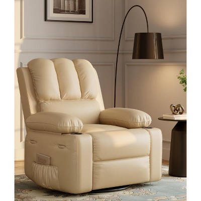 22" Oversized Recliner Chairs with Heat and Massage - Lazy Sofa for Adults- Manual Chair Recliner with Cup Holder