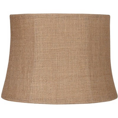 Springcrest Natural Burlap Medium Drum Lamp Shade 12" Top x 14" Bottom x 10" High (Spider) Replacement with Harp and Finial