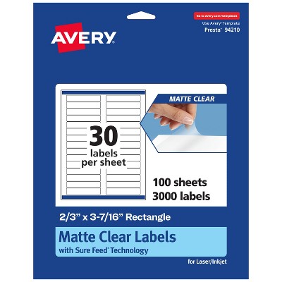 Avery Matte Clear Labels,  2/3" x 3-7/16" Rectangle