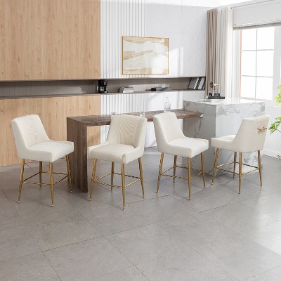 SEYNAR Modern Velvet 39'' H Metal Leg Counter or Bar Stools Set of 4