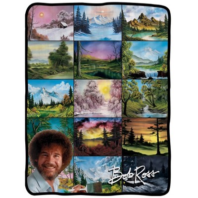 Bob Ross Picture Collage Blanket  46" X 60" Flannel Fleece Throw