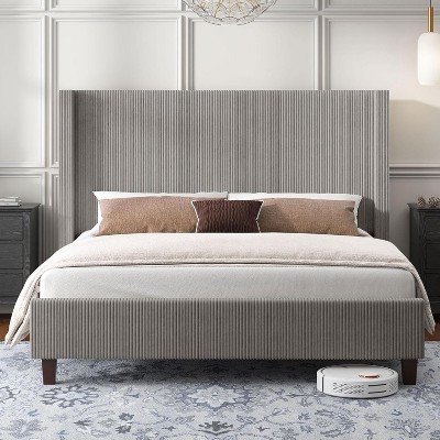AMERLIFE Upholstered Bed Frame with 50.8" Tall Headboard