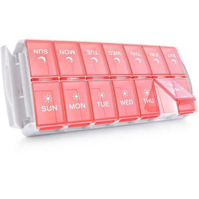 TookMag Weekly Medicine Pill Organizer Twice a Day, Easy Fill AM/PM Pill Box, Quick-Refill 7 Day Pill Cases for Vitamin,Fish Oil, Supplements, Black