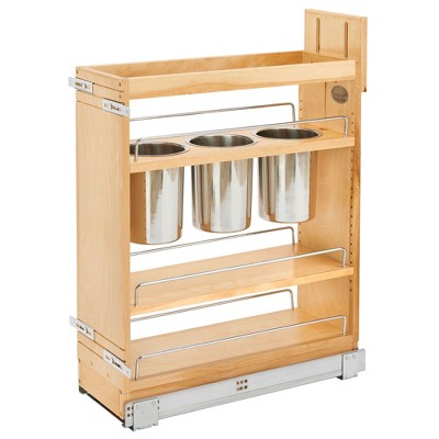 Rev-A-Shelf 448UT-BCSC 448UT Series Kitchen Utensil Pull Out Cabinet Organizer with Shelves and Soft-Close Slides for Kitchen Base Cabinets