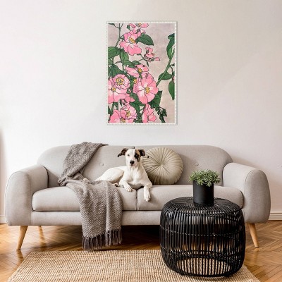 Amanti Art 23"x33" Pink Vine Flowers by Incado Framed Canvas Wall Art Print