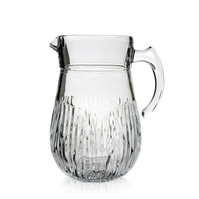 Slickblue Cristalline Glass Pitcher – 65 oz, Linear Grooved Design, Lead-Free, Ideal for Water, Juice & Cocktails
