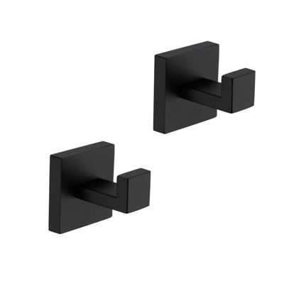 SEVOBAL Bathroom Towel Holders Elegant Stainless Steel Two Pack Wall Hooks Long Lasting Finish for Bathroom, Matte Black, 4.2"*3"*3"