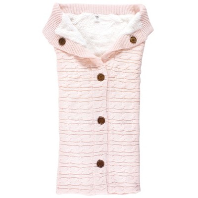 Hudson Baby Infant Girl Faux Shearling Knitted Baby Lounge Stroller Wrap Sack, Blushing Bride, One Size