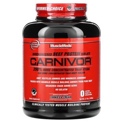 MuscleMeds Carnivor, Bioengineered Beef Protein Isolate, Cookies & Cream, 3.7 lbs (1680 g)