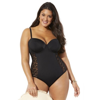Swimsuits for All Crochet Underwire One Piece Swimsuit (Plus Sizes Available)