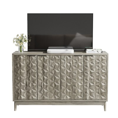 CLIHOME Modern Style Buffet Cabinet,Sideboard Buffet Cabinet With Storage, Storage Cabinet with 4 Diamond-shaped Relief Doors
