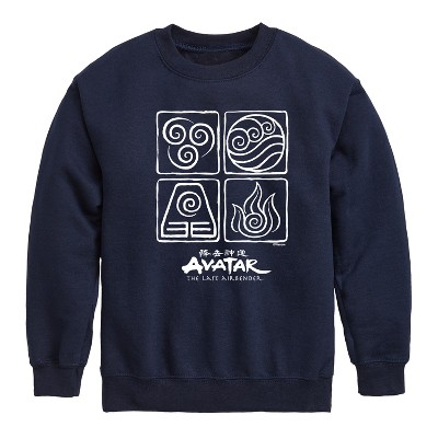 Boys' - Avatar: The Last Airbender - Four Elements Inverse Graphic Long Sleeve Fleece Sweatshirt