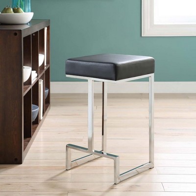 NicBex Bar Stools Upholstered Counter Stools with Faux Leather Upholstery, Chrome Legs for Kitchen Island, Pub