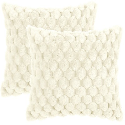 Unique Bargains Sofa Couch Decorative Soft Faux Fur Fuzzy Plush Throw Pillow Covers 2 Pcs