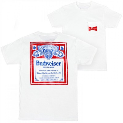 Adult Budweiser Vintage Label Front and Back Pocket T-Shirt