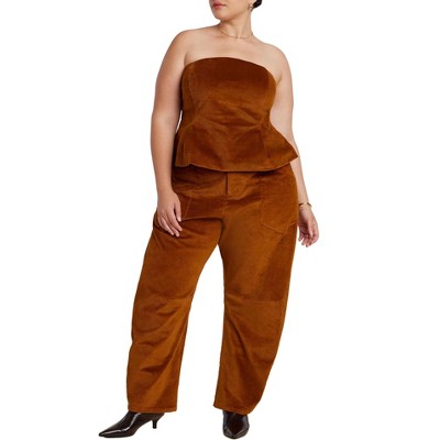 ELOQUII Corduroy Barrel Leg Pants