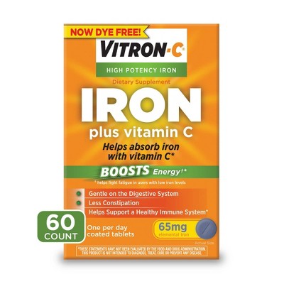 Vitron-C Iron with Vitamin C Immune Support Vegan Supplement Tablet - 60ct