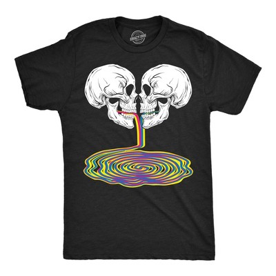 Mens Skull Rainbow Puddle Funny T Shirts Cool Graphic Tee for Men - Crazy Dog Men's T Shirt For Halloween Season