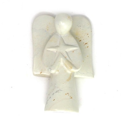 Slickblue Soapstone Angel Holding Heart / Star / Dog – 5-Inch Hand-Carved Sculpture, Gift of Comfort and Hope