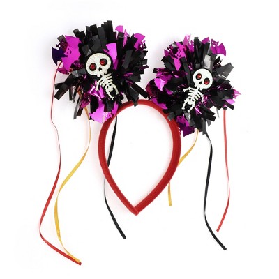 Unique Bargains Halloween Novelty Skeleton Man Pattern Headband Red Purple 1 Pc