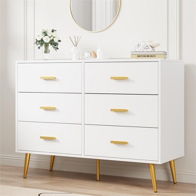 Whizmax 6-Drawer Chest of Drawers for Bedroom, Wooden Bedroom Drawer Dresser with 6 Storage Drawers, for Bedroom, Living Room and Entryway