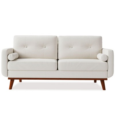 Jojoka 65" Loveseat Sofa, Mid Century Modern Linen Upholstered Couch for Living Room, Bedroom, Office, Small Spaces