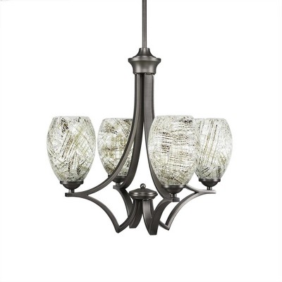 Toltec Lighting Zilo 4 - Light Chandelier in  Graphite with 5" Natural Fusion Shade