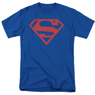 Men's Superman Red On Black Shield T-Shirt