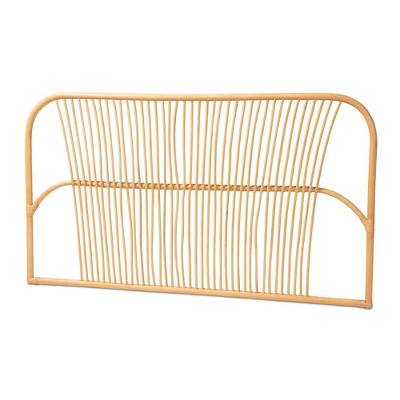 bali & pari Queen Laina Rattan Wall Mount Headboard Natural/Brown: No Assembly, Non-Upholstered, All Ages