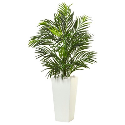 Nearly Natural 39-in Areca Artificial Palm in White Square Planter