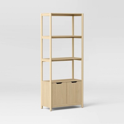72.25" Scandi Bookcase with Three Shelves And Cabinet Storage Natural - Room Essentials™
