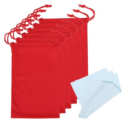 Unique Bargains Protective Storage Pouch Draw String with Cleaning Cloths 6 Pcs 11" x 7"
