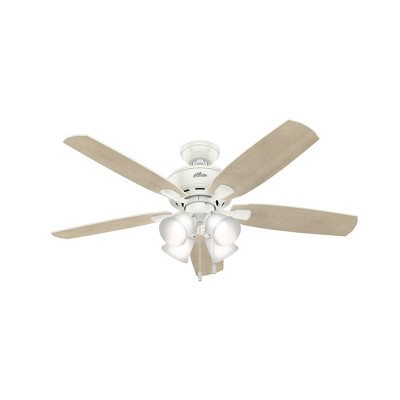 Hunter Fans 52" Amberlin Lighted Ceiling Fan Fresh White Finish with Integrated LED Light and 5 Blades for Transitional Spaces