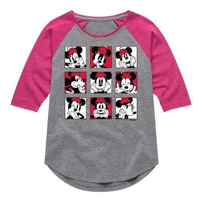 Girls' - Disney - Minnie Grid Shirt Tail Raglan Graphic T-shirt
