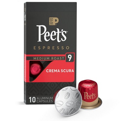 Peet's Coffee Espresso Crema Scura Medium Roast Nespresso Original Line Aluminum Coffee Capsules - 10ct