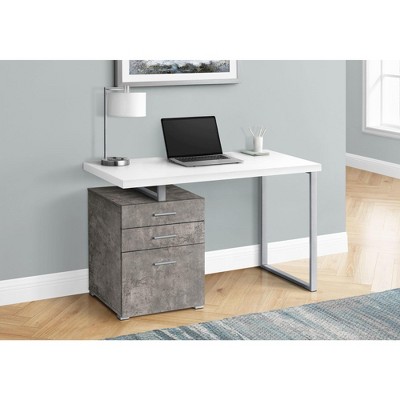 PAGED Simple Modern Computer Desk, 47" L Home Office Desk with 3 Storage Drawers and Black Metal Leg for Office, Study
